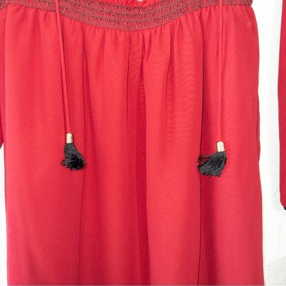 NWT Altuzarra x Target‎ Red Embroidered Georgette Sequin Tassel Peasant Dress 8 - Picture 5 of 9